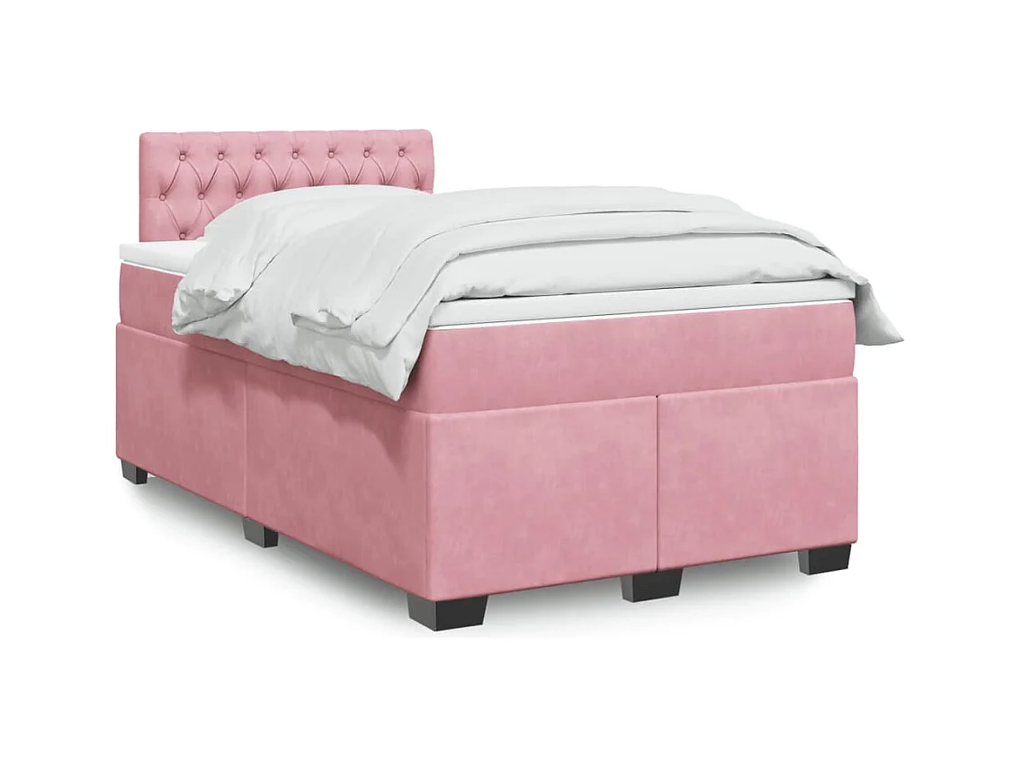 Sommier à lattes de lit avec matelas rose 120x190 cm velours