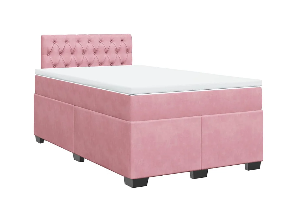 Sommier à lattes de lit avec matelas rose 120x190 cm velours