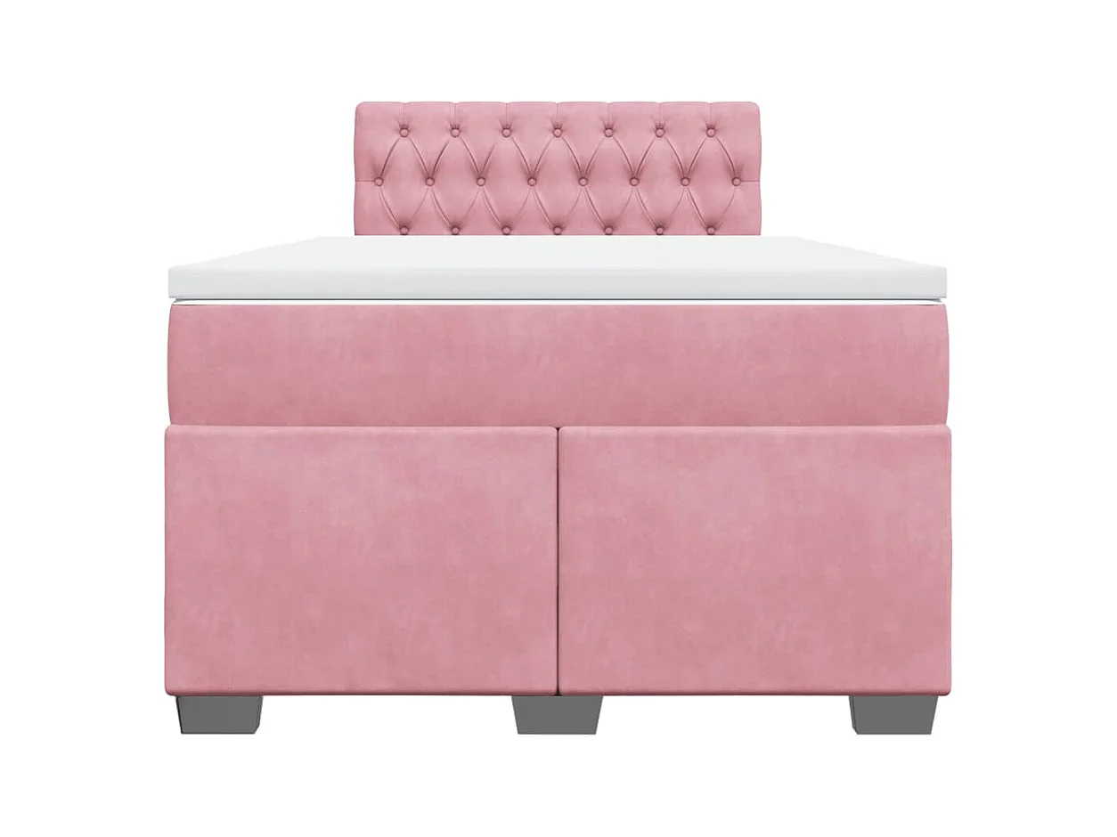 Sommier à lattes de lit avec matelas rose 120x190 cm velours