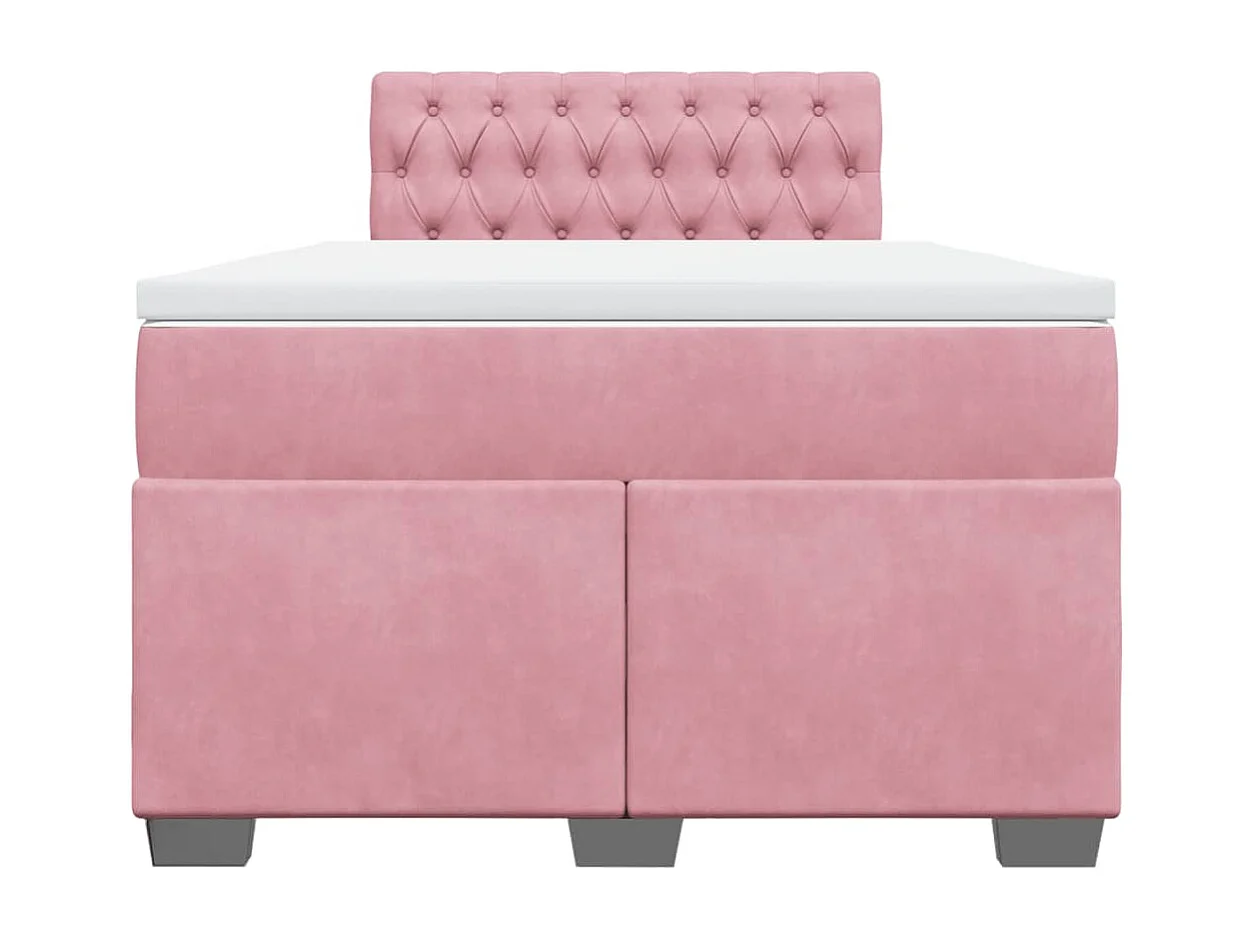 Giroletto a Molle con Materasso Rosa 120x190 cm in Velluto