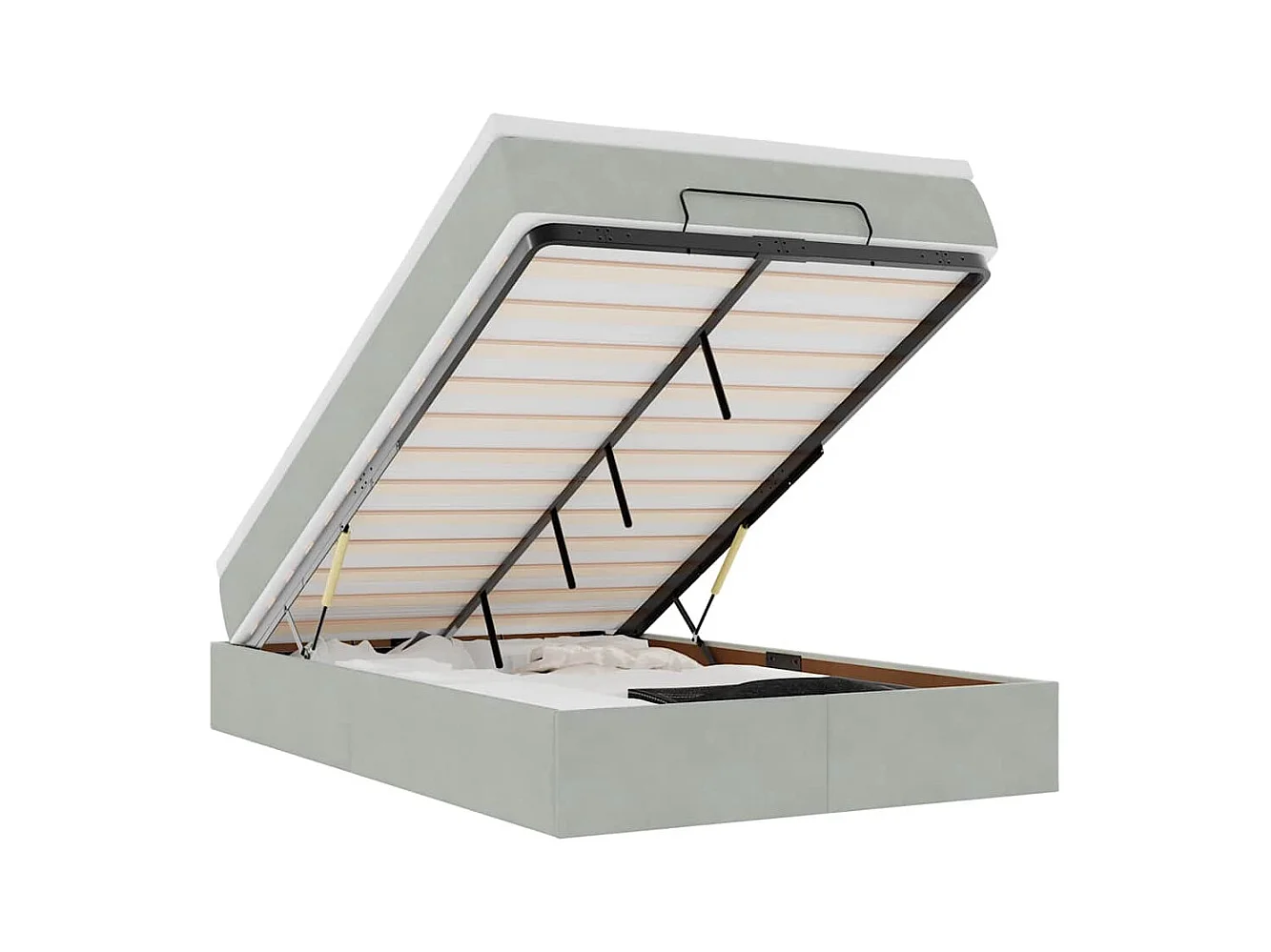 Lit ottoman avec matelas gris clair 120x190 cm velours