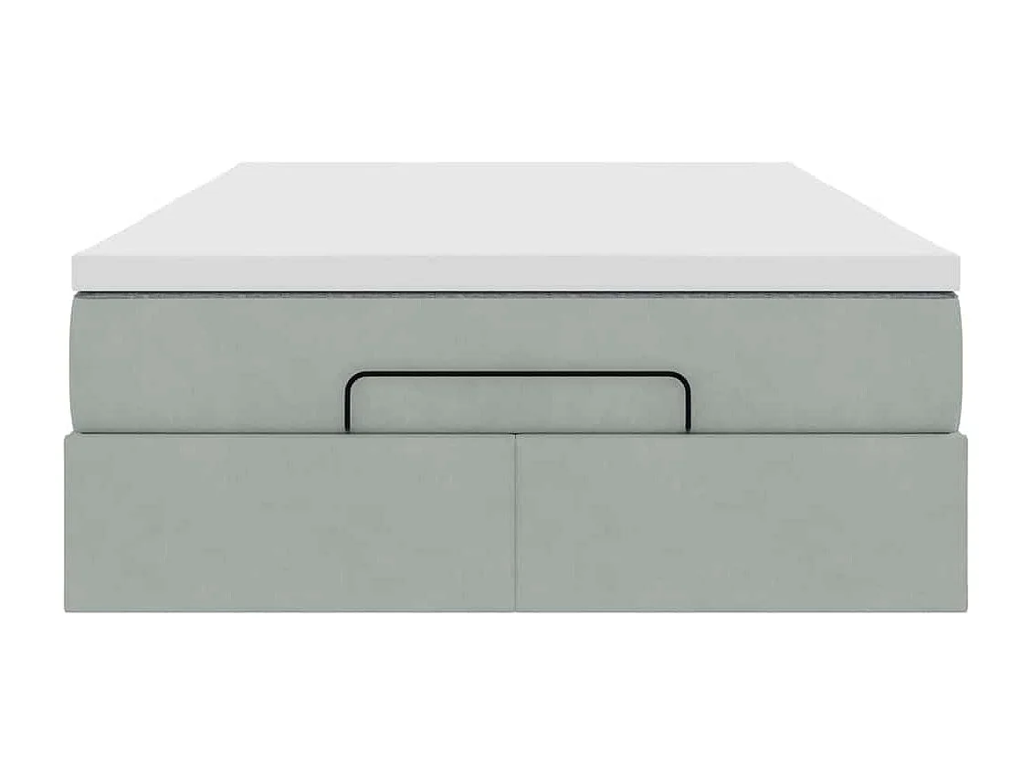 Lit ottoman avec matelas gris clair 120x190 cm velours
