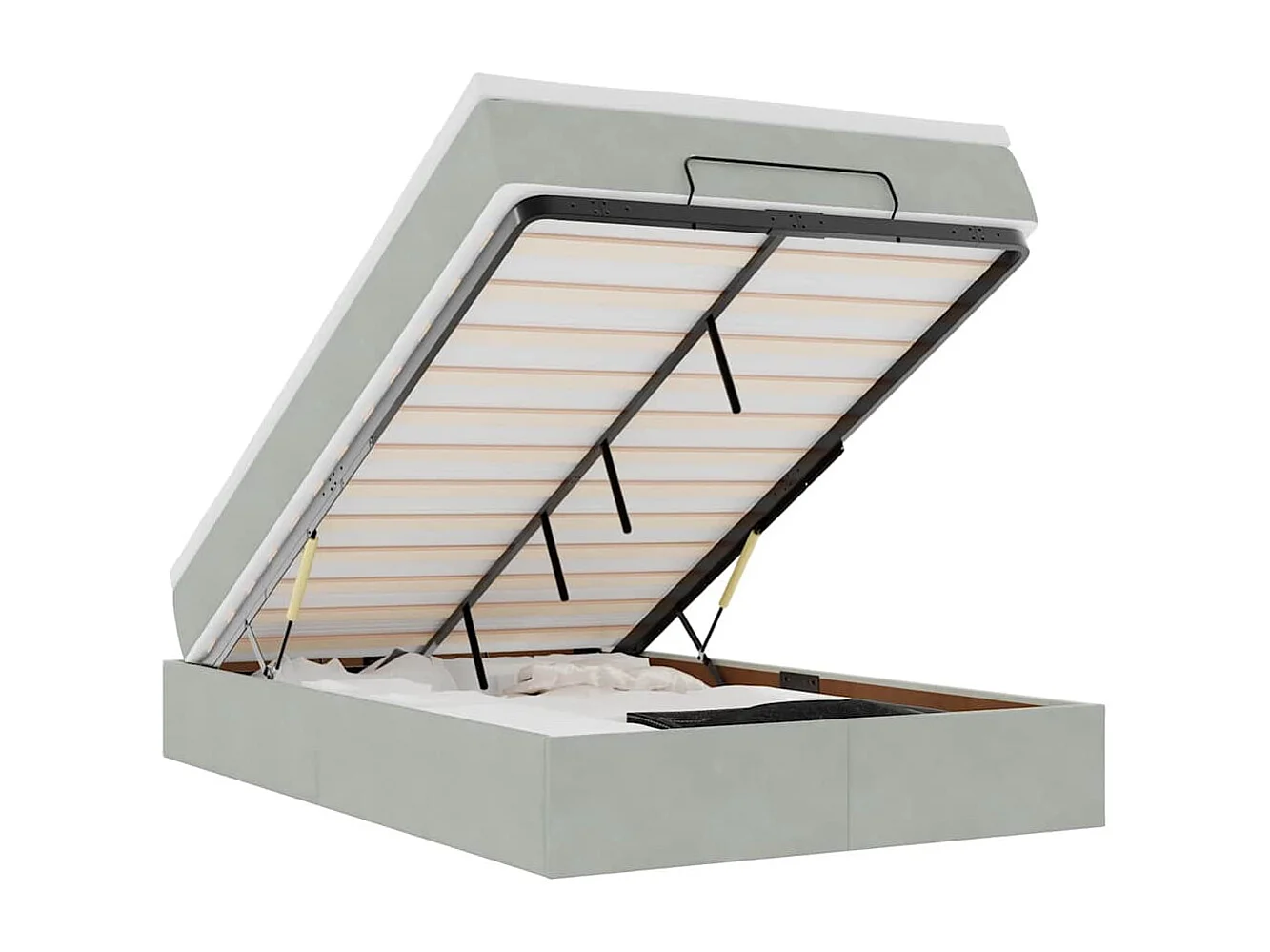 Pouf Letto con Materasso Grigio Chiaro 120x190 cm in Velluto