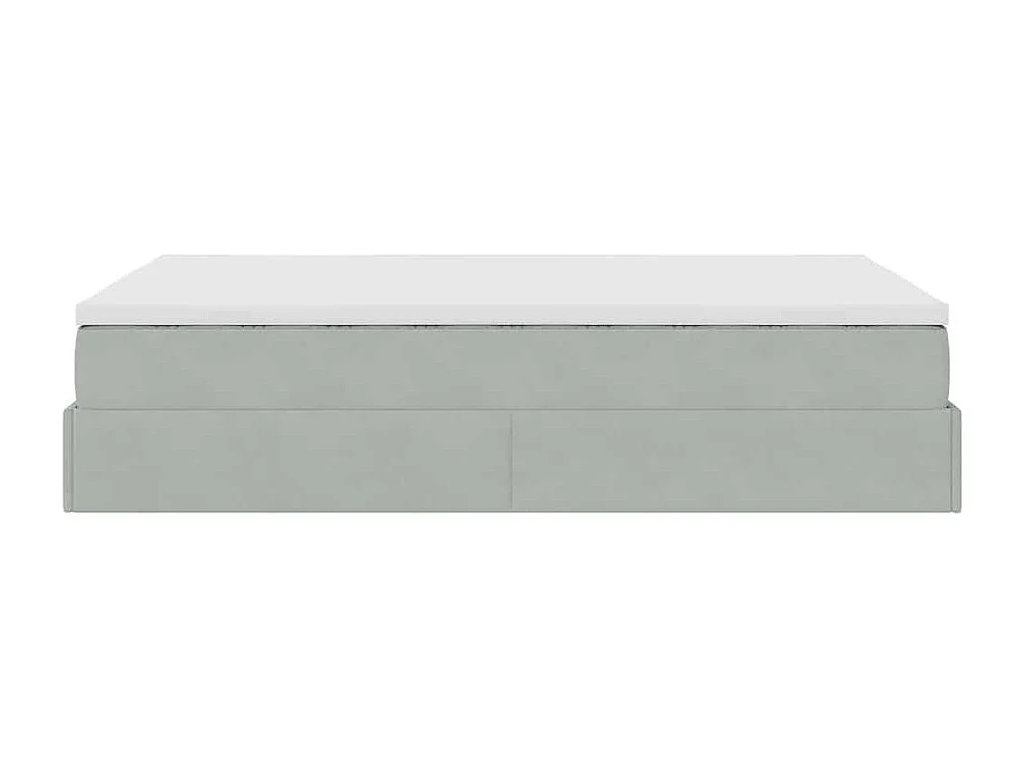 Pouf Letto con Materasso Grigio Chiaro 120x190 cm in Velluto