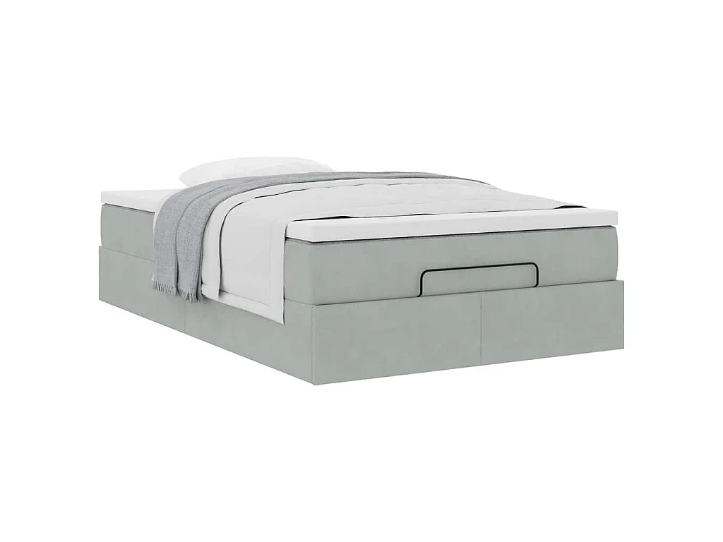 Cama otomana con colchón 120x190 cm terciopelo gris claro