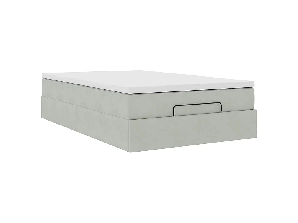 Cama otomana con colchón 120x190 cm terciopelo gris claro