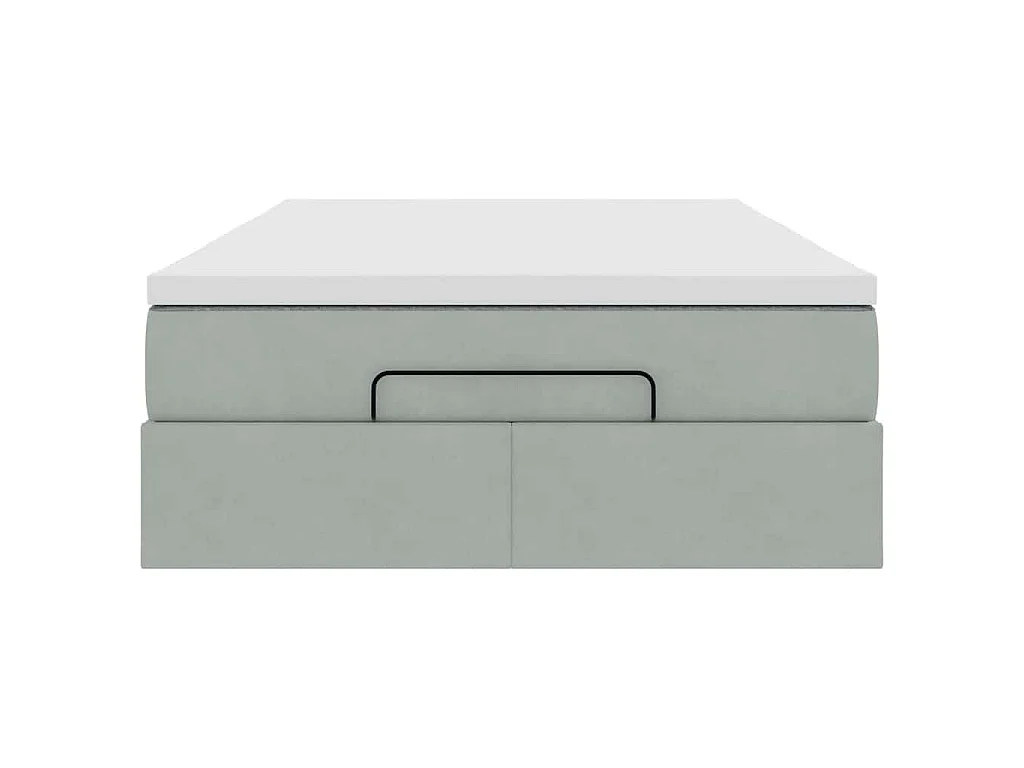 Cama otomana con colchón 120x190 cm terciopelo gris claro