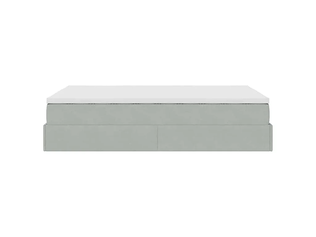 Cama otomana con colchón 120x190 cm terciopelo gris claro