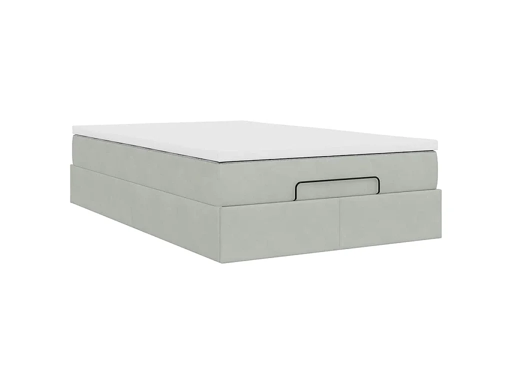 Cama otomana con colchón 120x190 cm terciopelo gris claro