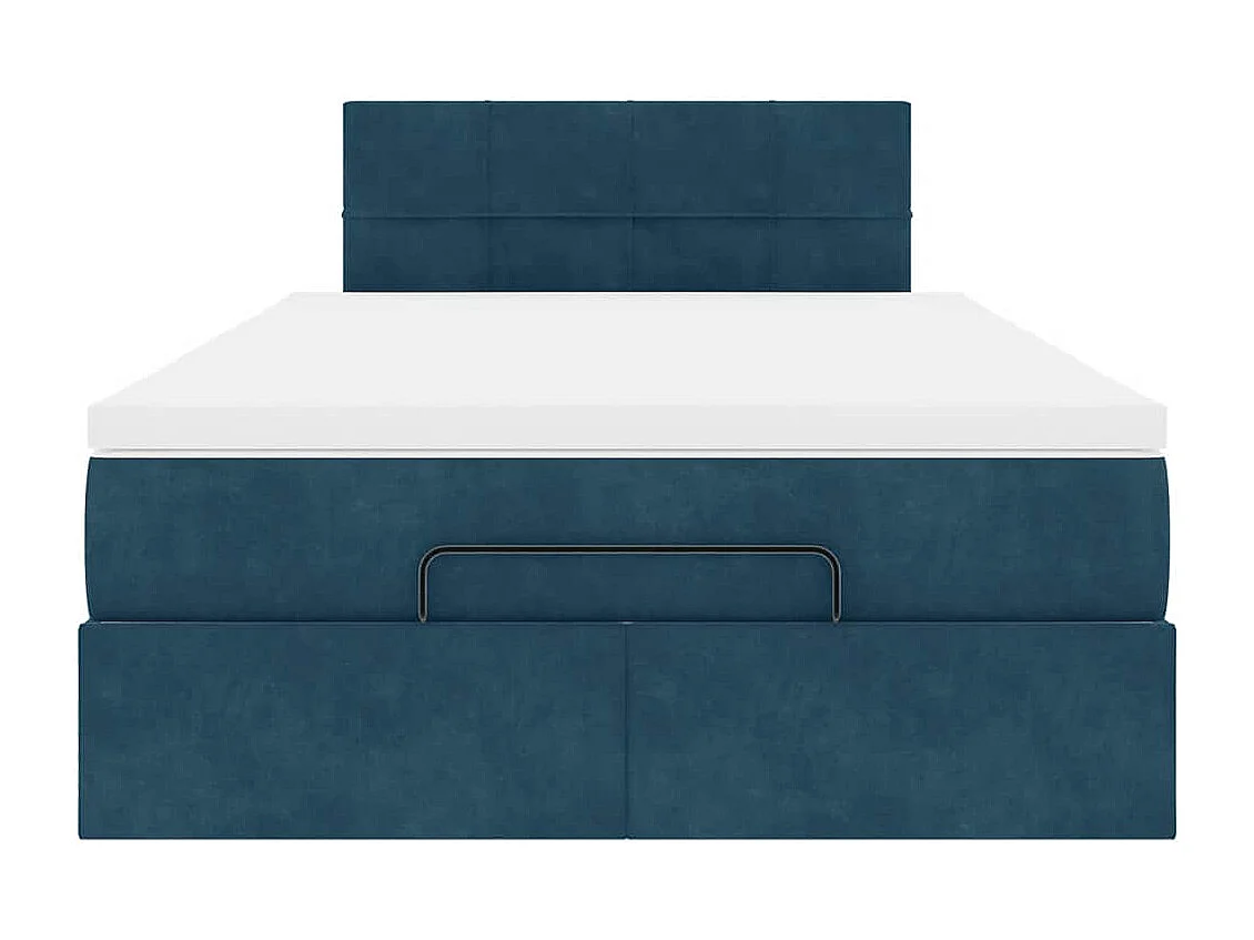 Estructura de cama otomana colchón terciopelo azul oscuro