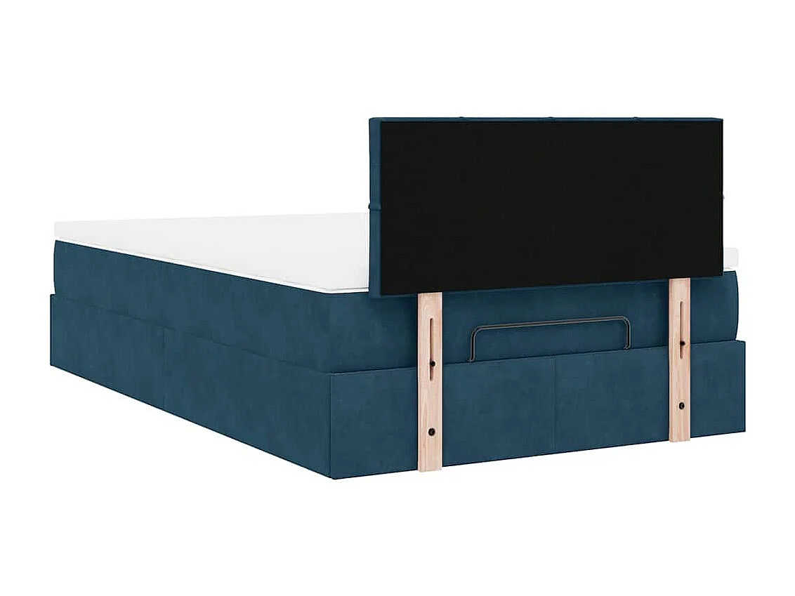 Estructura de cama otomana colchón terciopelo azul oscuro