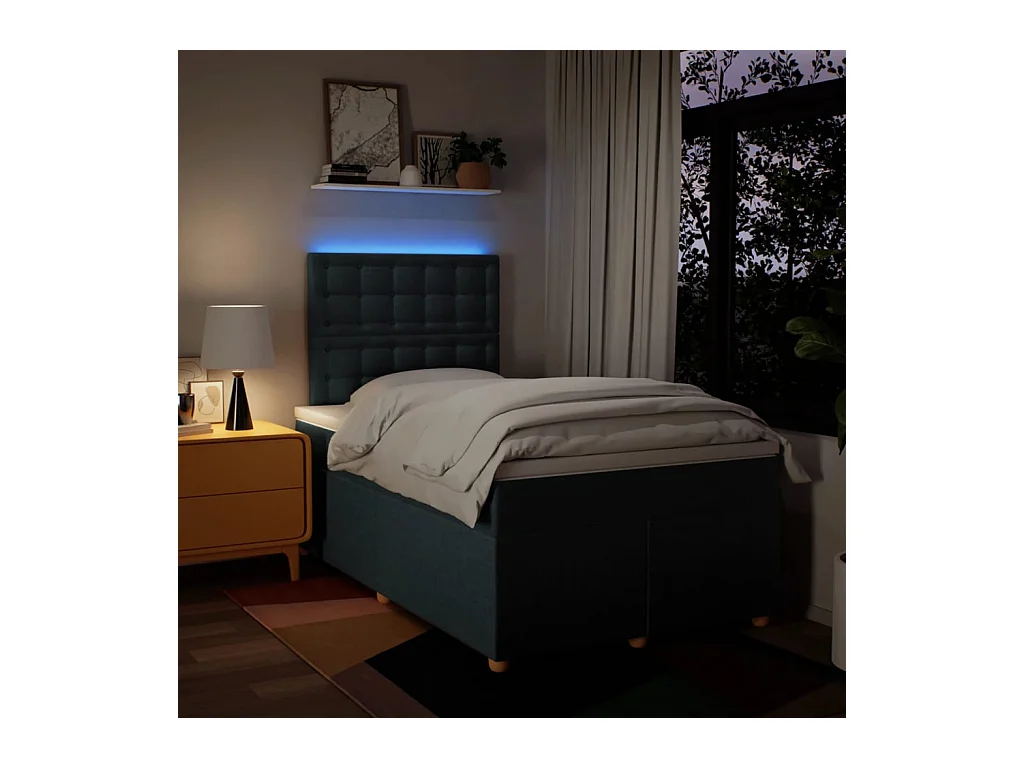 Sommier à lattes de lit avec matelas bleu 120x190 cm tissu