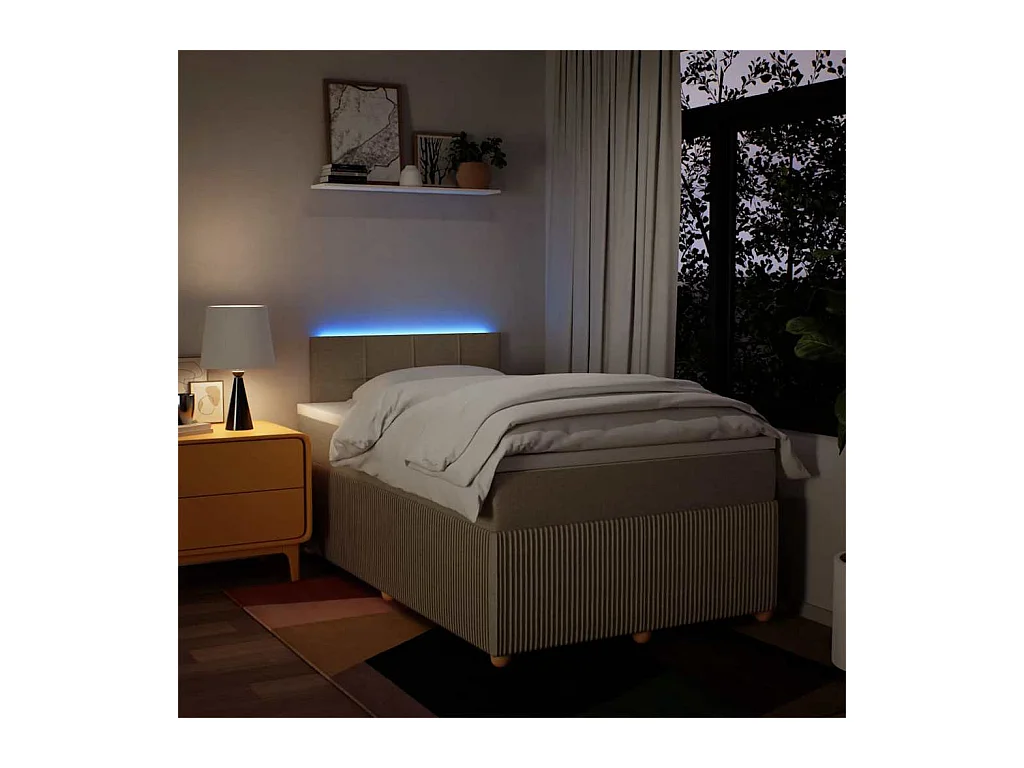 Sommier à lattes de lit avec matelas crème 120x190 cm tissu