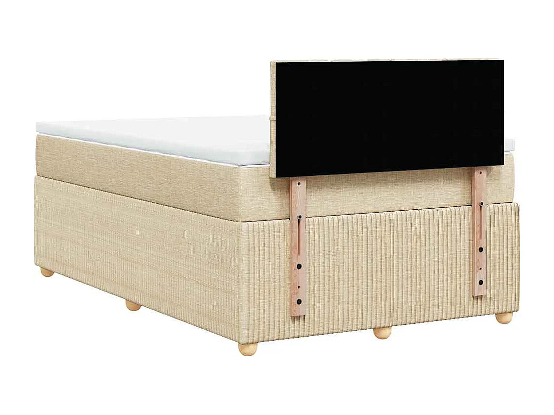 Cama box spring con colchón tela color crema 120x190 cm