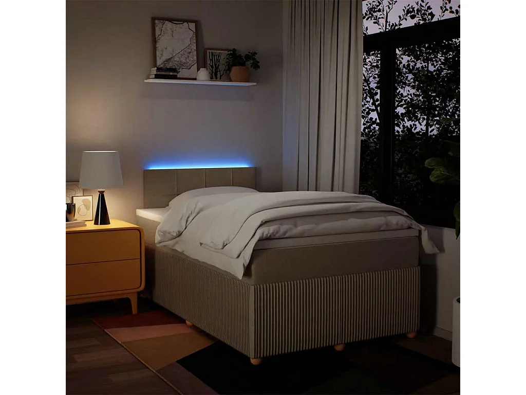 Giroletto a Molle con Materasso Crema 120x190 cm in Tessuto