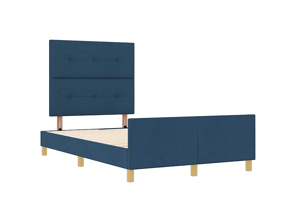 Bettgestell mit Kopfteil Blau 120 x 190 cm Stoff