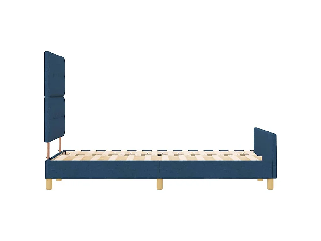 Bettgestell mit Kopfteil Blau 120 x 190 cm Stoff