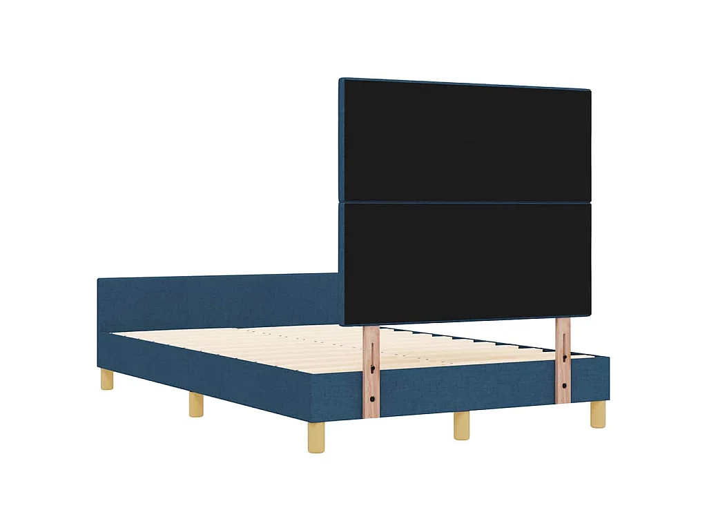 Bettgestell mit Kopfteil Blau 120 x 190 cm Stoff