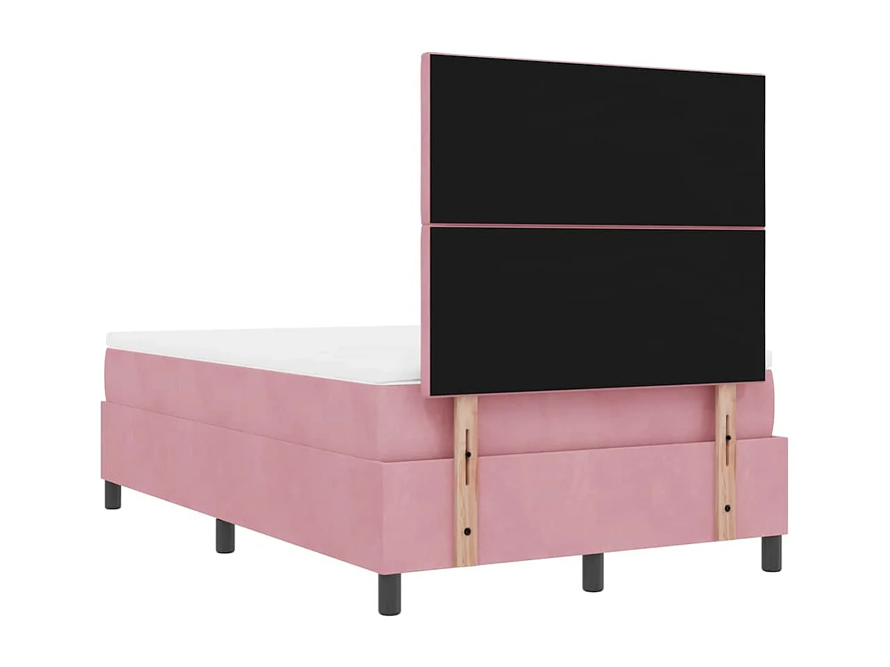 Letto a molle con materasso Rosa 120 x 190 cm Velluto