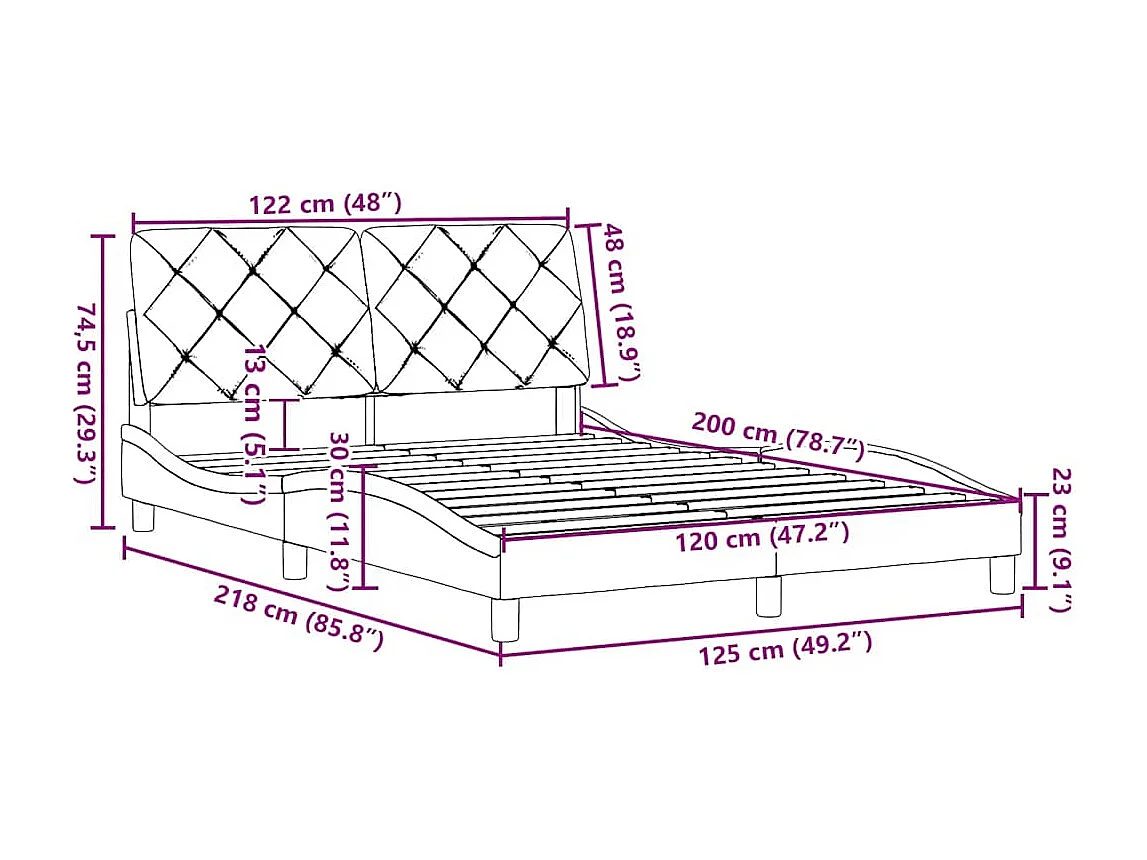 Bettgestell ohne Matratze Creme 120x200 cm Stoff