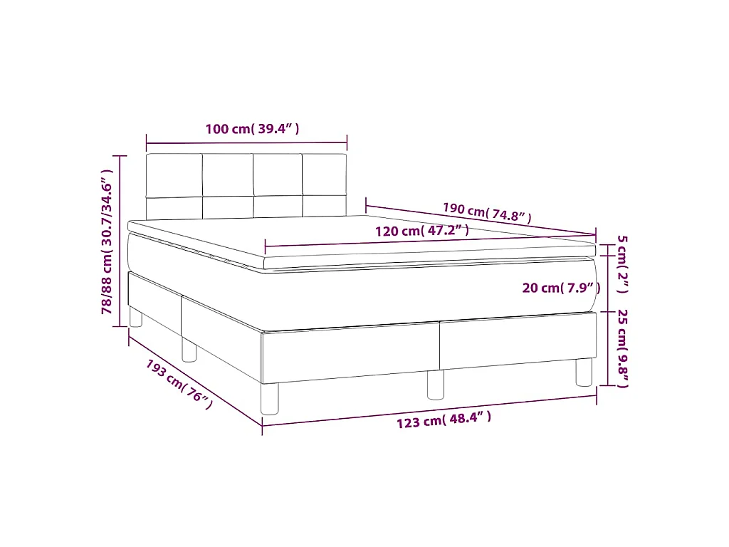 Boxspringbett mit Matratze Dunkelblau 120x190 cm Samt