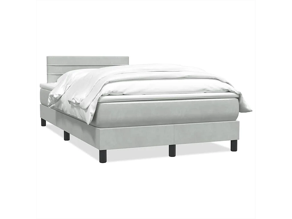 Boxspring met matras fluweel lichtgrijs 120x210 cm