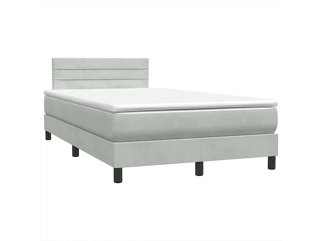 Boxspring met matras fluweel lichtgrijs 120x210 cm