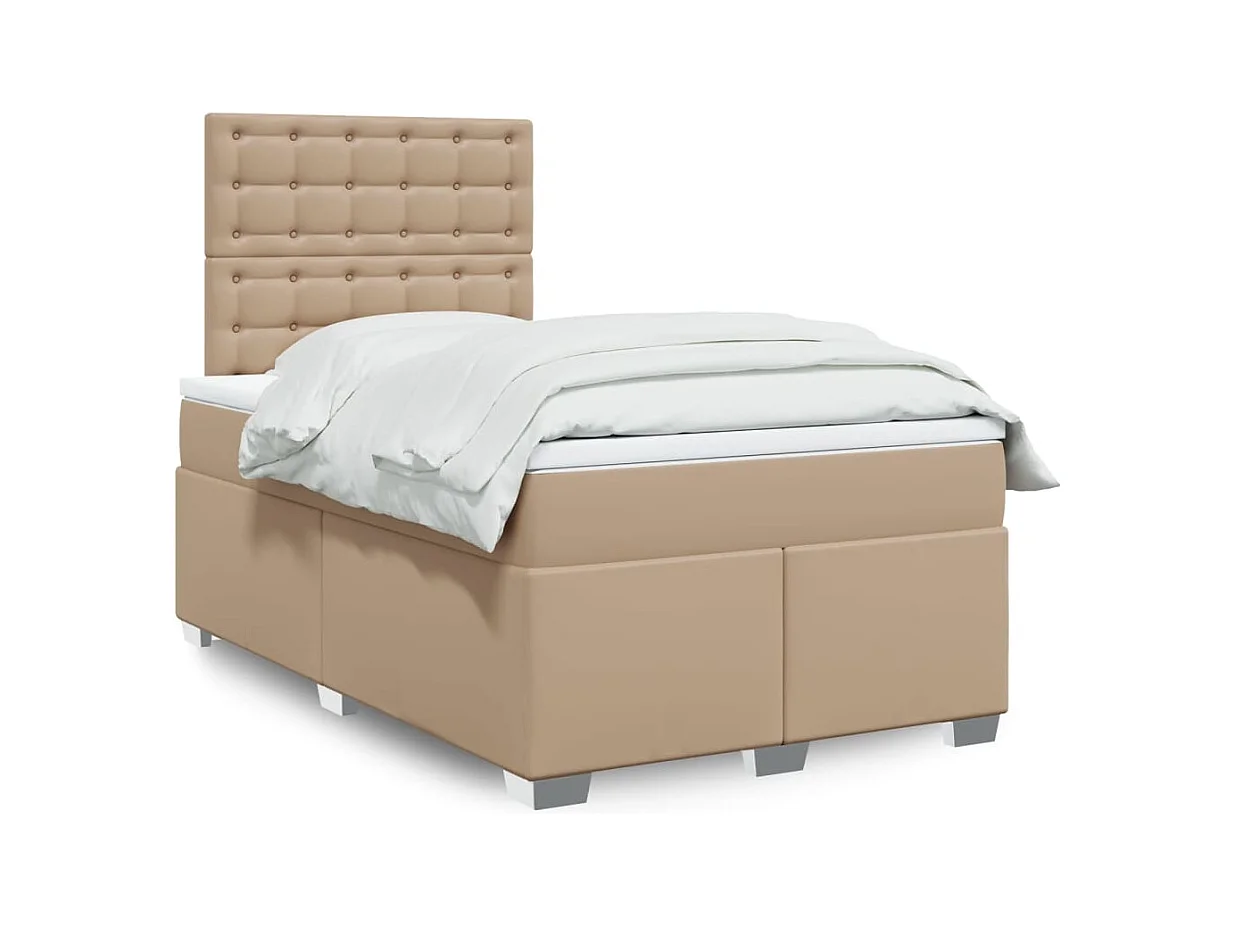 Lit à sommier tapissier avec matelas cappuccino 120x190cm similicuir