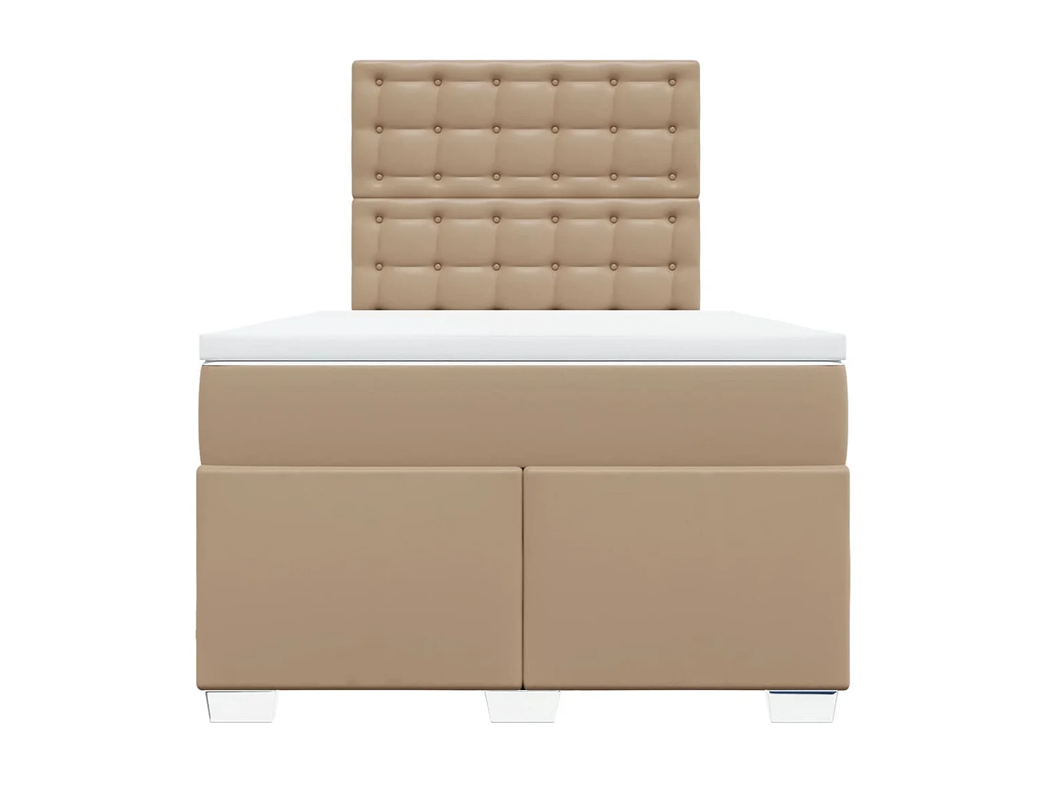 Cama box spring con colchón cuero sintético capuchino 120x190cm