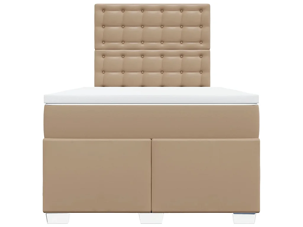 Cama boxspring c/ colchão 120x190cm couro artificial cappuccino
