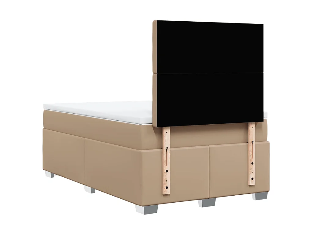 Cama boxspring c/ colchão 120x190cm couro artificial cappuccino
