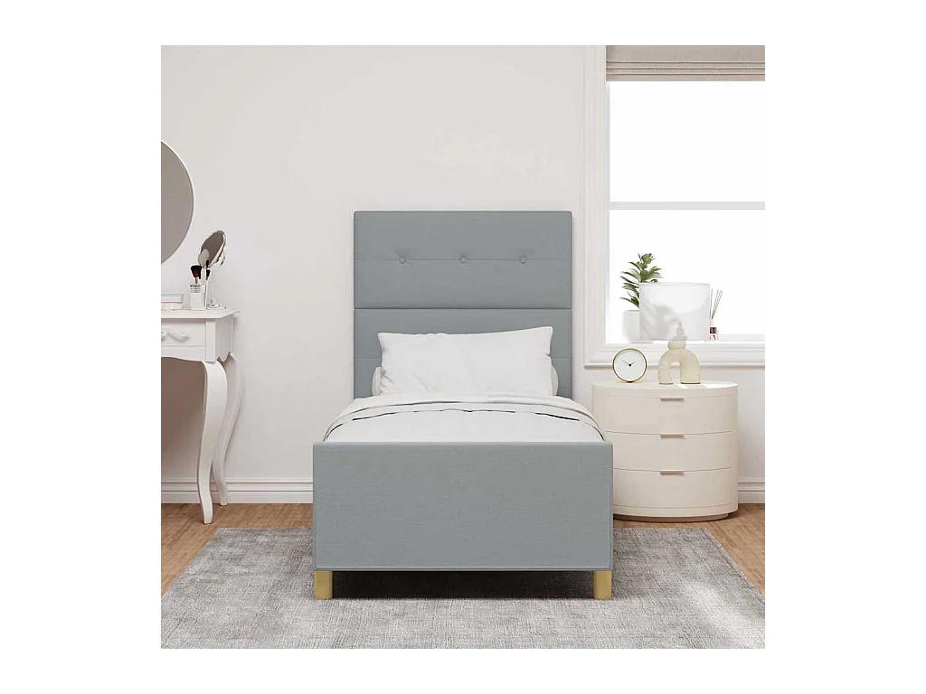 Cadre de lit avec tête de lit Gris clair 100 x 200 cm tissu