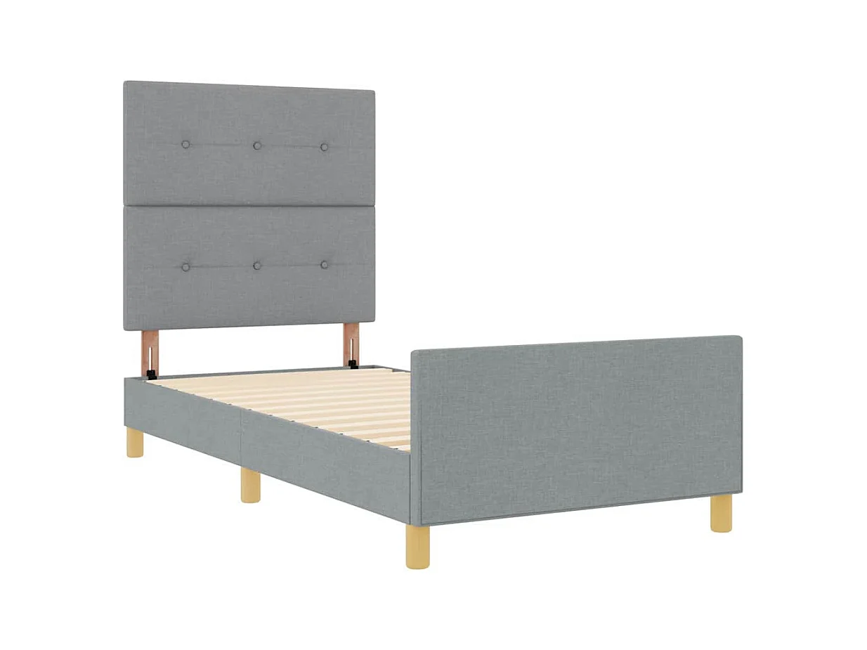 Cadre de lit avec tête de lit Gris clair 100 x 200 cm tissu