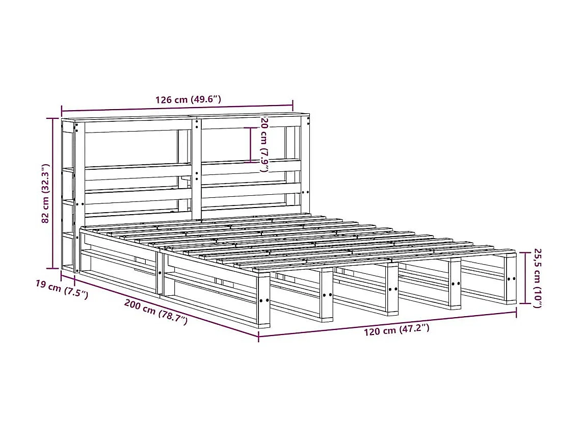 Giroletto con Testiera 120x200 cm in Legno Massello di Pino