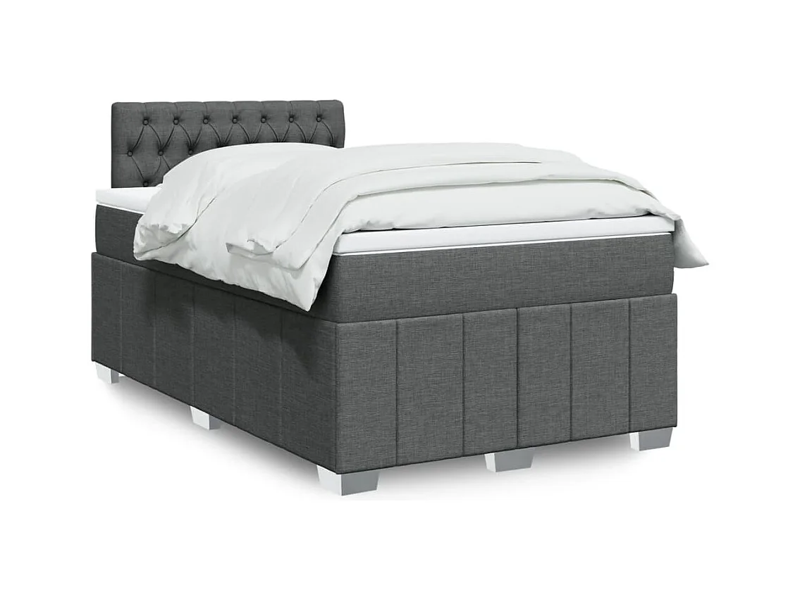 Cama boxspring com colchão 120x190 cm tecido cinzento-escuro