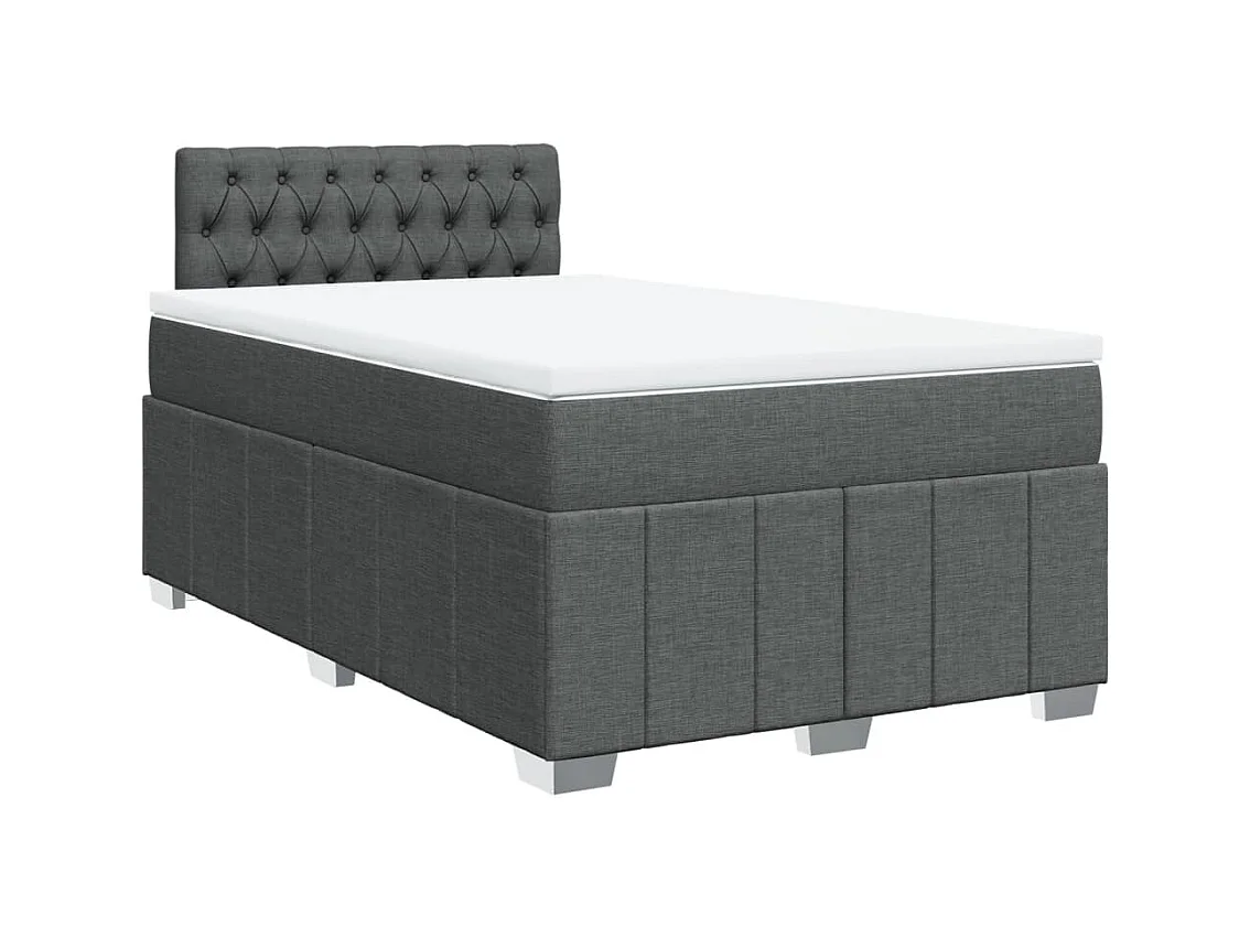 Cama boxspring com colchão 120x190 cm tecido cinzento-escuro