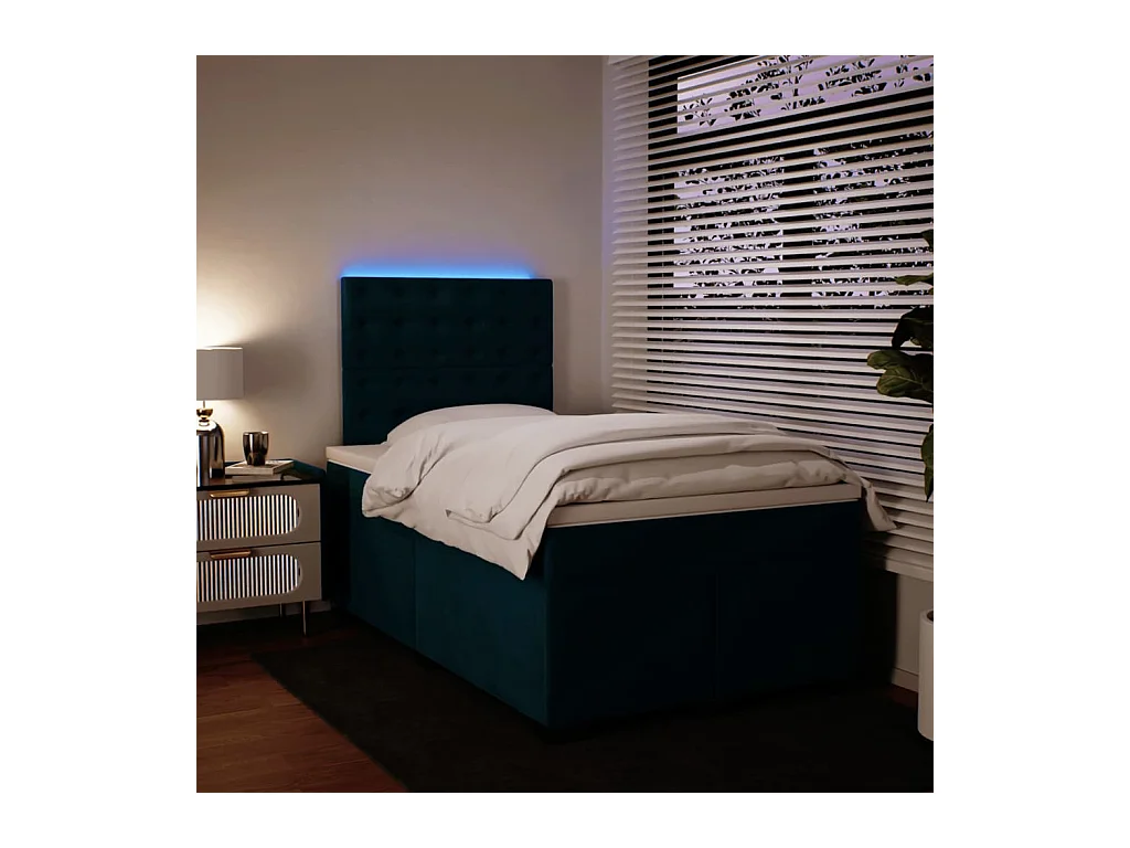 Boxspringbett mit Matratze Blau 120x190 cm Samt