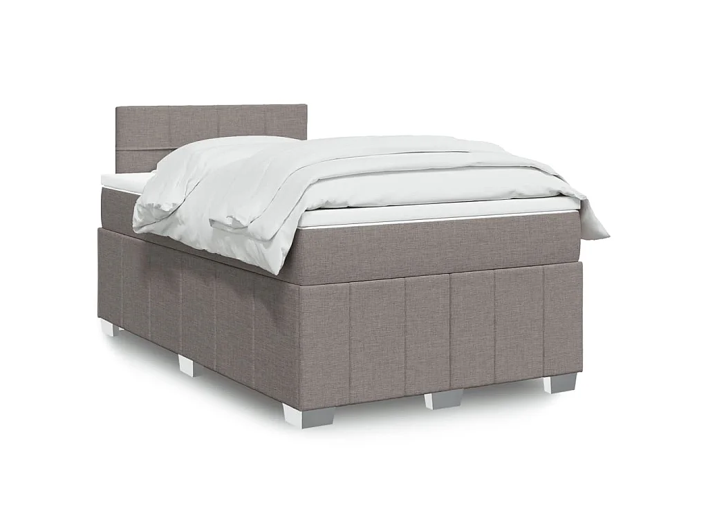 Cama boxspring c/ colchão 120x190cm tecido castanho-acinzentado
