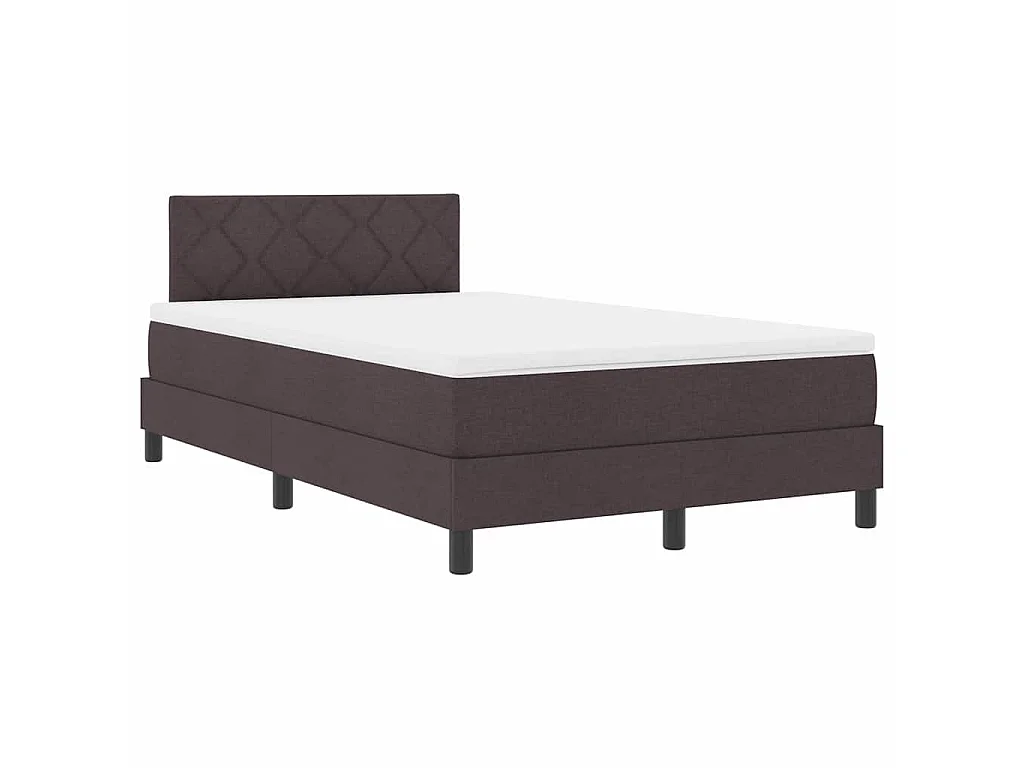 Lit à ressorts avec bandes LED Marron foncé 120 x 190 cm tissu
