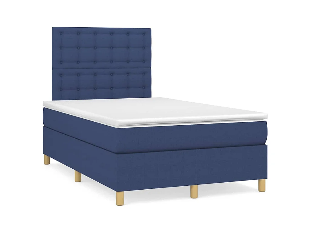 Boxspringbett mit Matratze Blau 120x190 cm Stoff