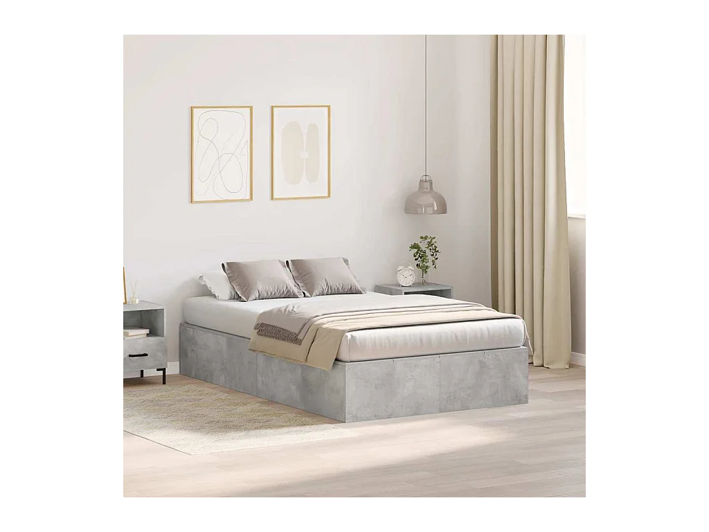 Cadre de lit Gris béton 120 x 190 cm Bois d'ingénierie