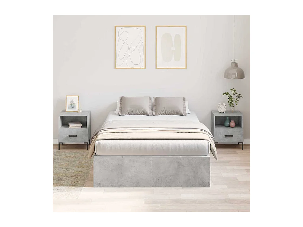 Cadre de lit Gris béton 120 x 190 cm Bois d'ingénierie