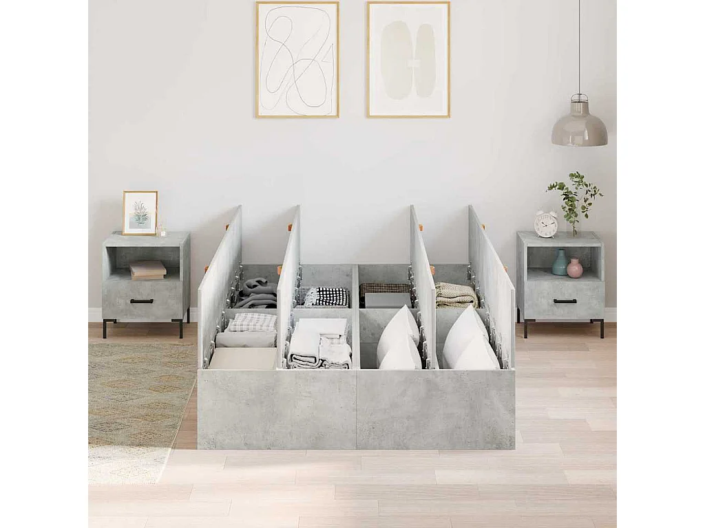 Cama con almacenamiento Gris Concreto 120 x 190 cm