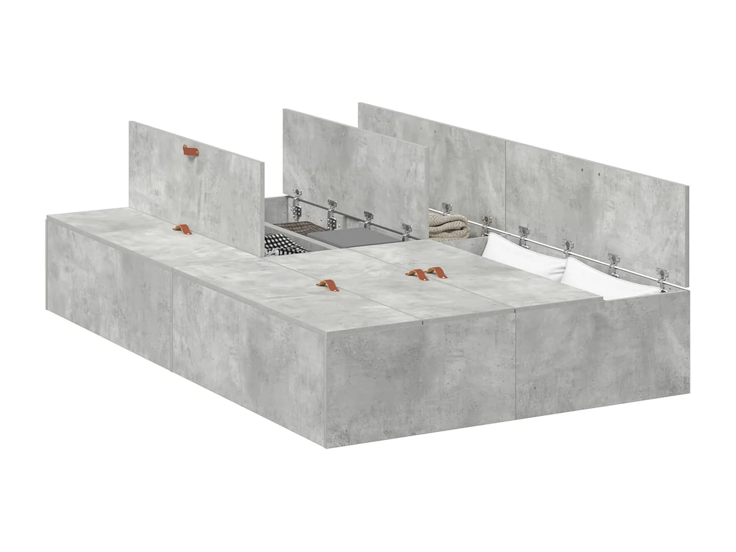 Cadre de lit avec rangement Gris béton 120 x 190 cm
