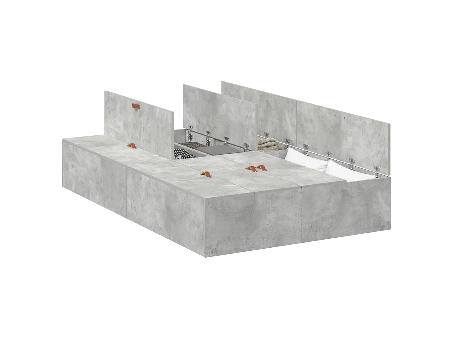 Struttura letto con contenitore Grigio cemento 120 x 190 cm