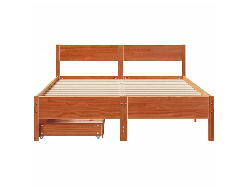 Cadre de lit sans matelas cire marron 120x200cm bois pin massif