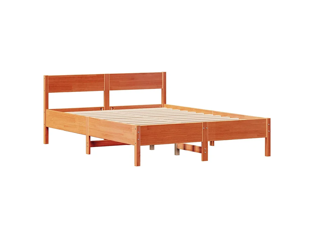 Cadre de lit sans matelas cire marron 120x200cm bois pin massif