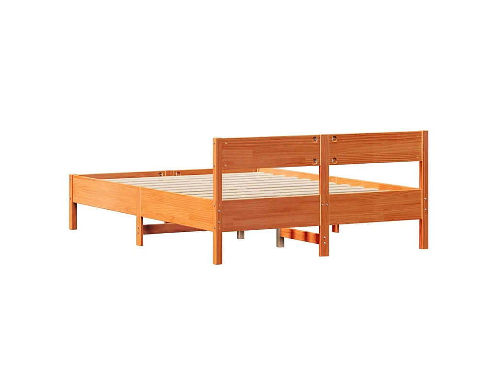 Cadre de lit sans matelas cire marron 120x200cm bois pin massif