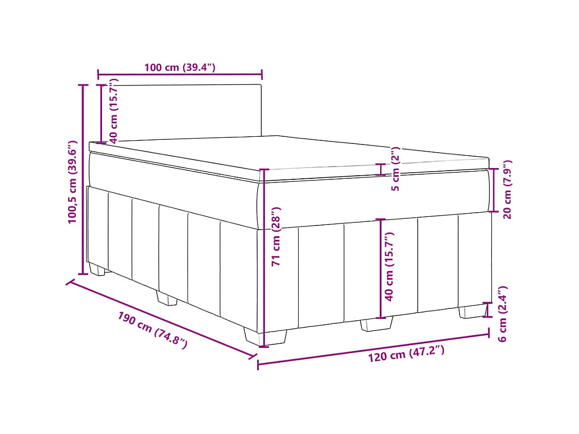 Boxspringbett mit Matratze Hellgrau 120x190 cm Stoff