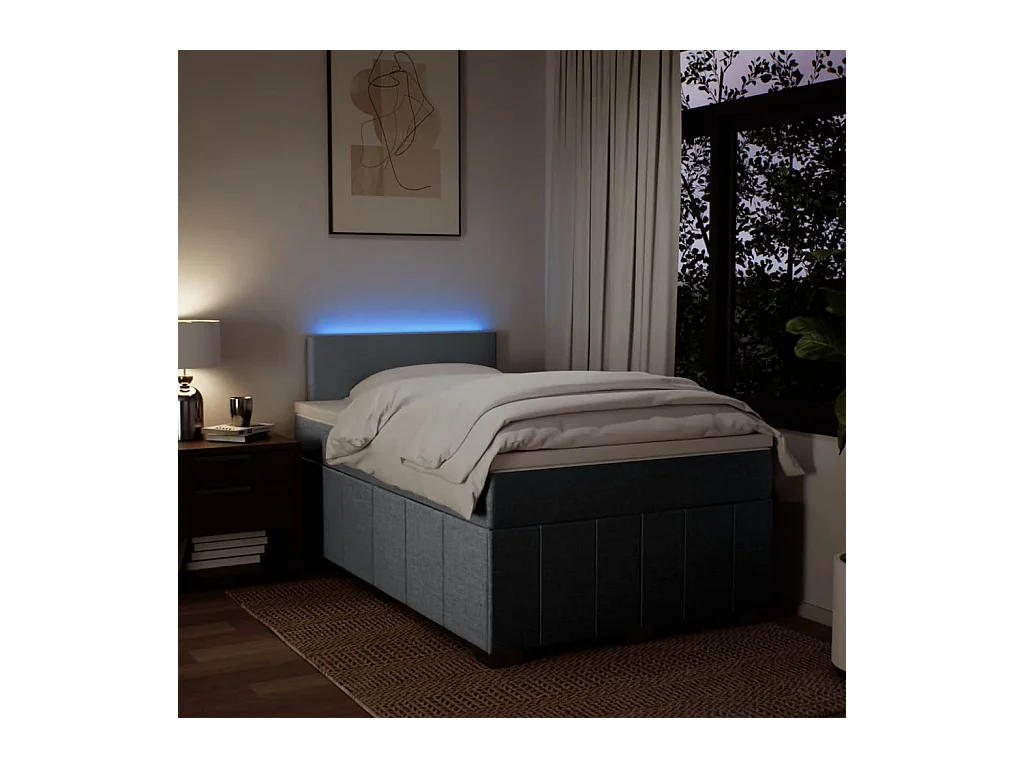 Boxspringbett mit Matratze Hellgrau 120x190 cm Stoff